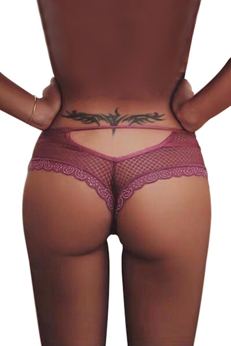 Tanga bordeaux dentelle -..