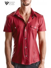 Chemise manches courtes wetlook rouge Carlo - Regnes